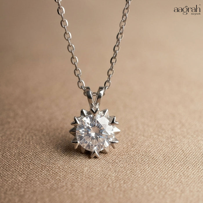 The Radiant Solitaire American Diamond Pendant Necklace