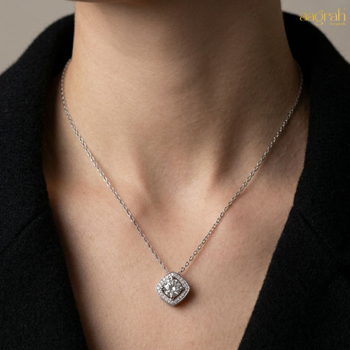 The Radiant Square Solitaire Pendant Necklace