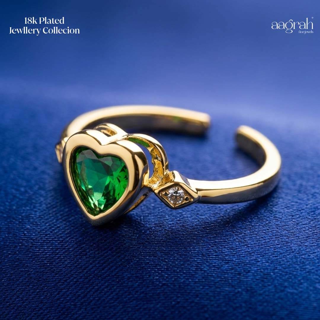 The Emerald Heart Adjustable Ring