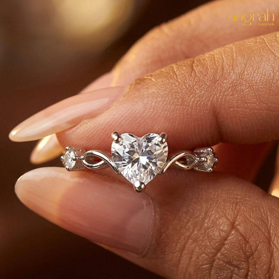 Evermore Heart Silver-Plated Ring