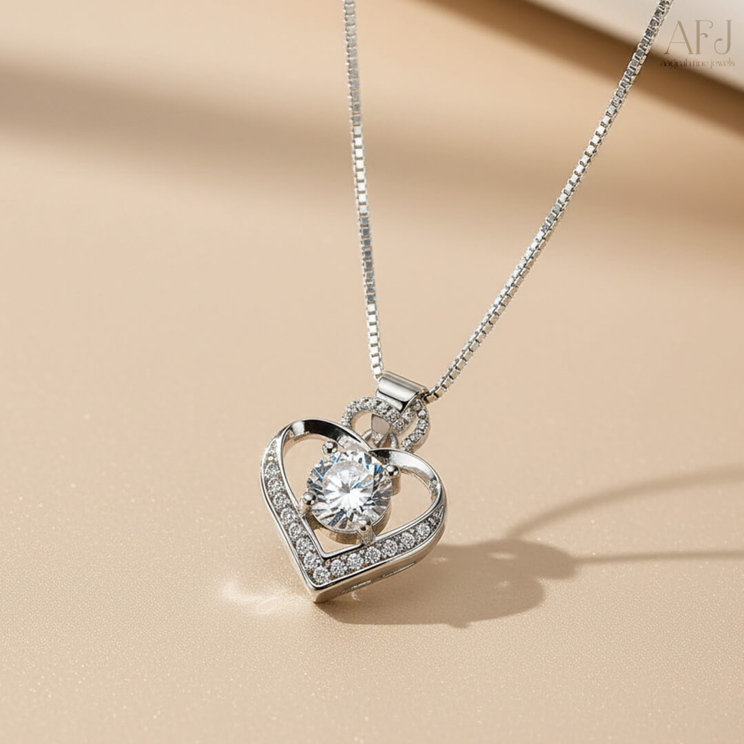 Luna Halo Heart Pendant Necklace