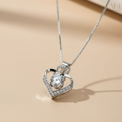 Luna Halo Heart Pendant Necklace