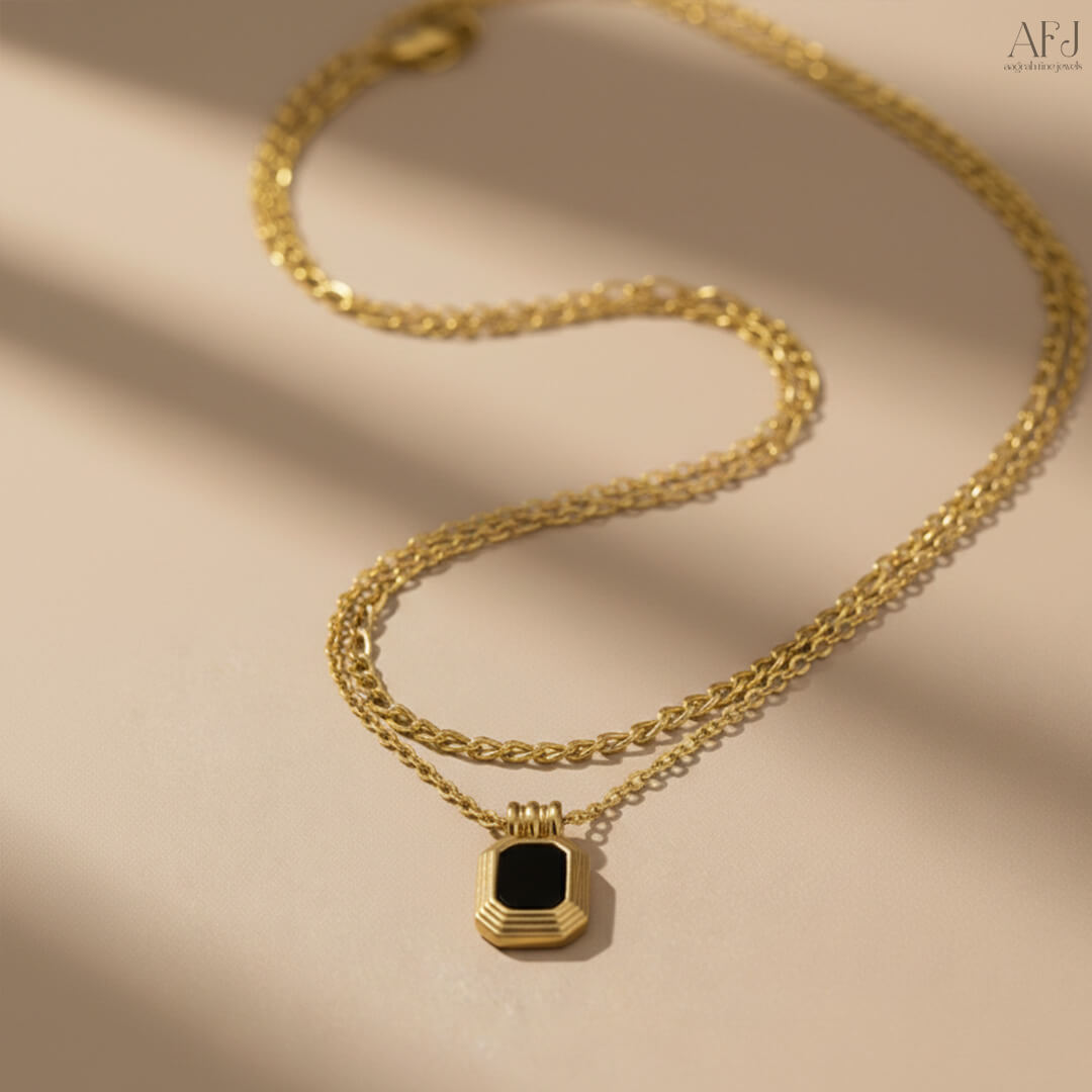 The Noir Pendant Layered Necklace