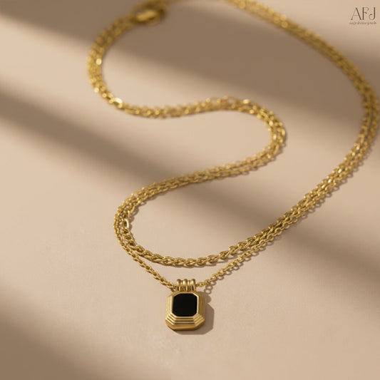 The Noir Pendant Layered Necklace