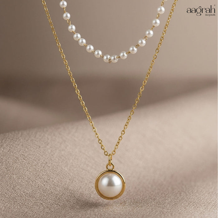 The Elegant Pearl Double Layer Necklace
