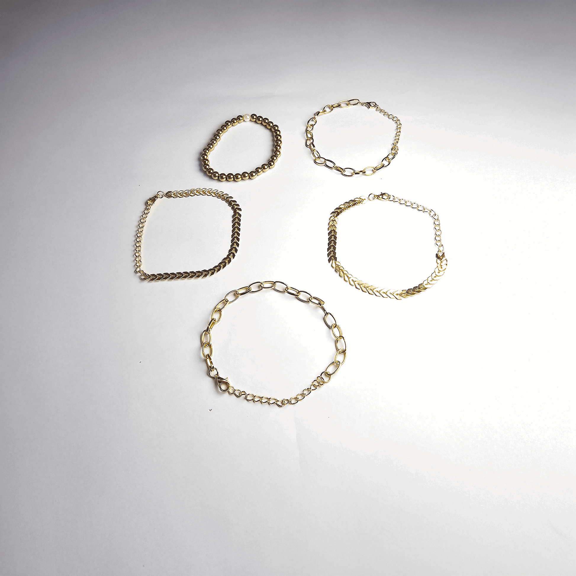 Gold-Plated Elegant Bracelet Set (Pack of 5) - Aagrah Jewels™