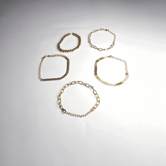 Gold-Plated Elegant Bracelet Set (Pack of 5) - Aagrah Jewels™