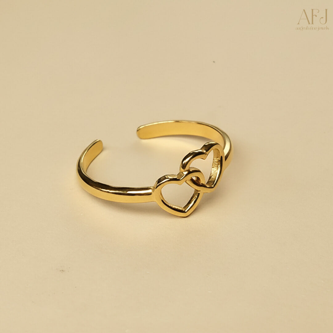 The Duo Heart Adjustable Ring