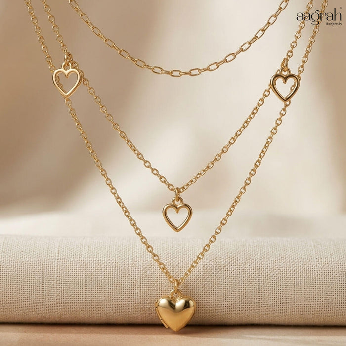 The Golden Hearts Layered Necklace