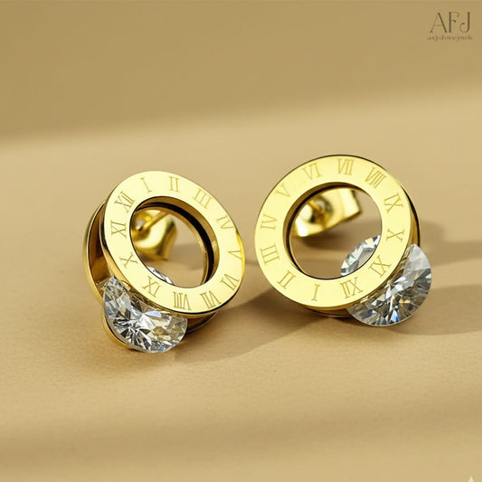 The Timeless Roman Numeral CZ Stud Earrings