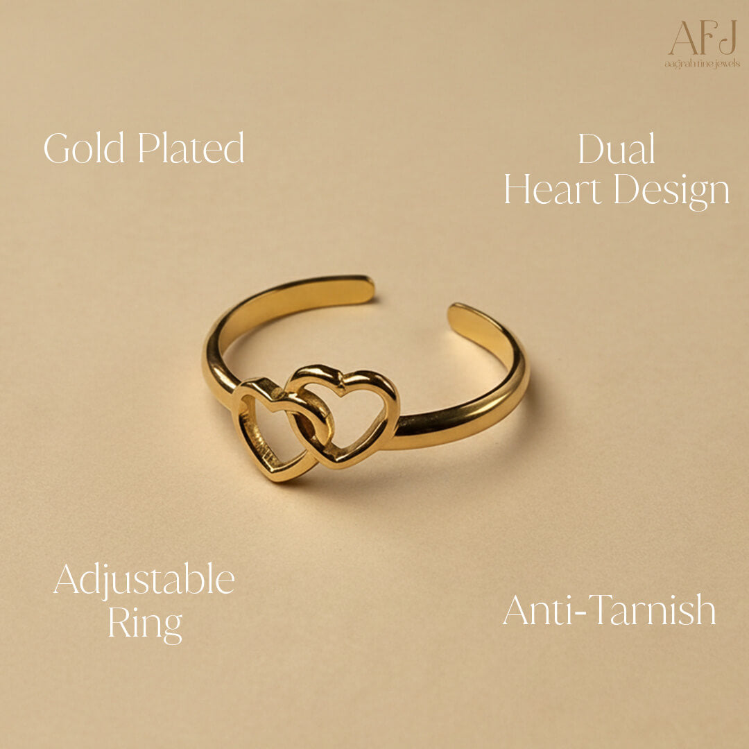 The Duo Heart Adjustable Ring