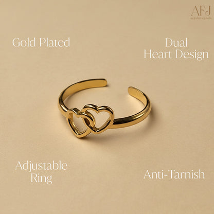 The Duo Heart Adjustable Ring