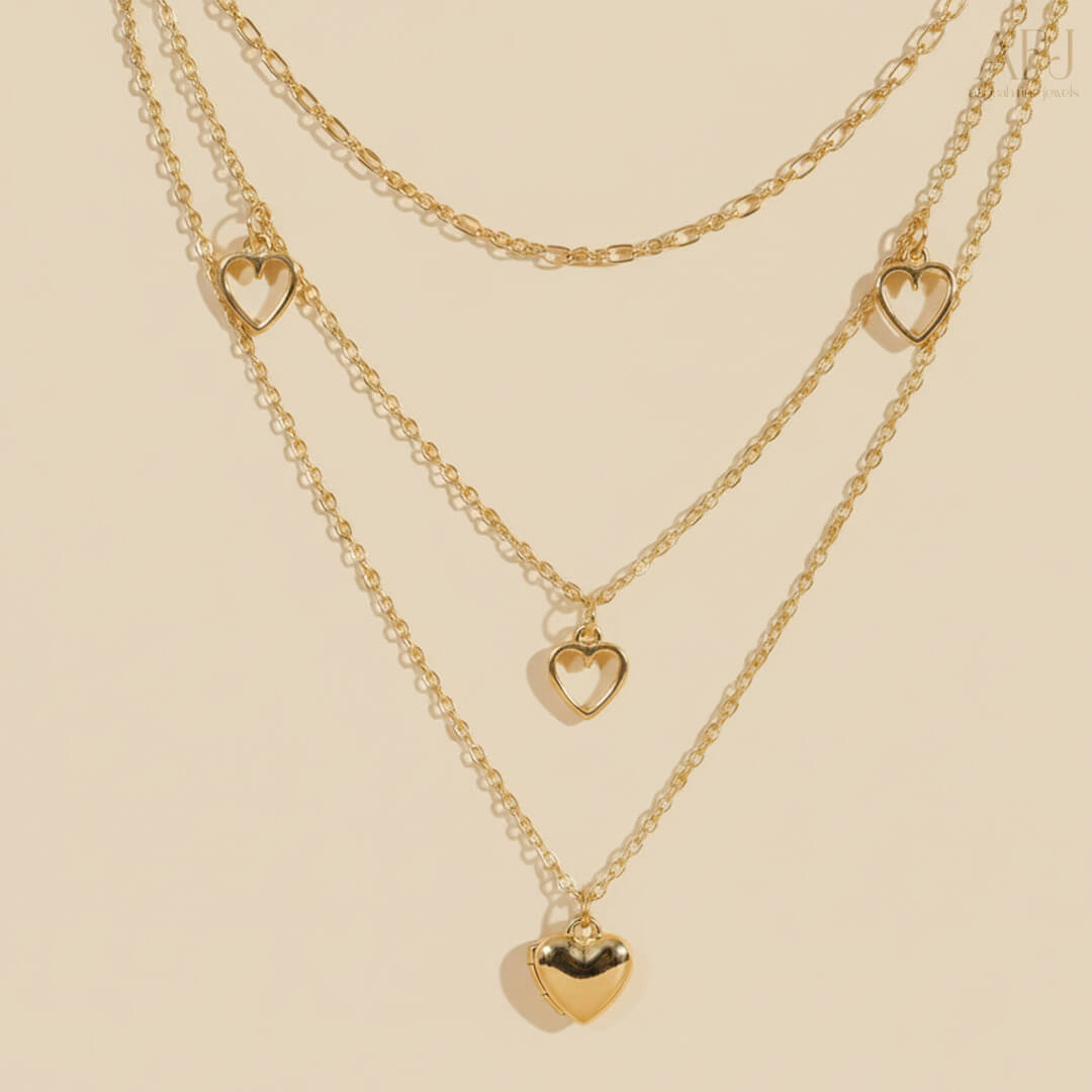 The Golden Hearts Layered Necklace