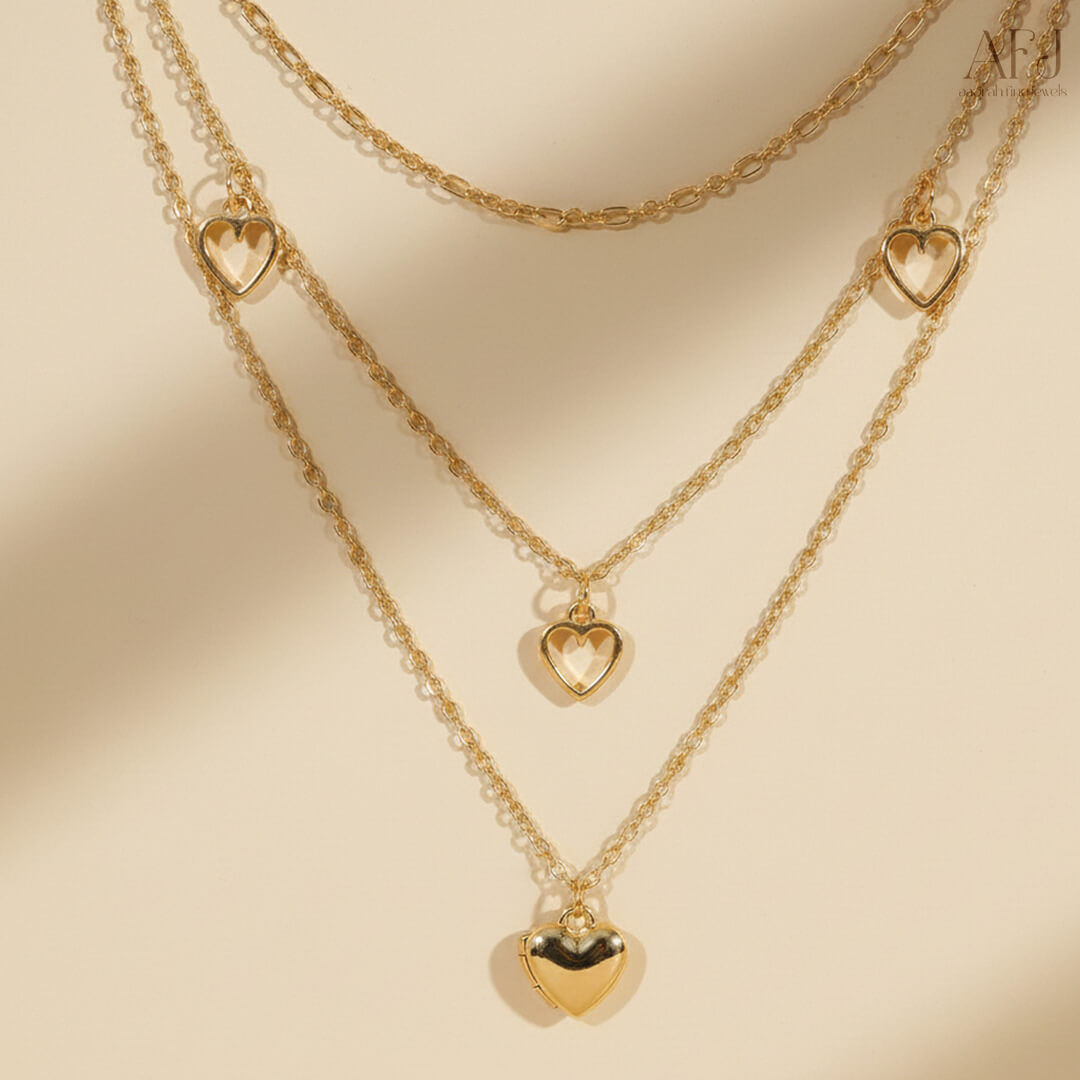 The Golden Hearts Layered Necklace