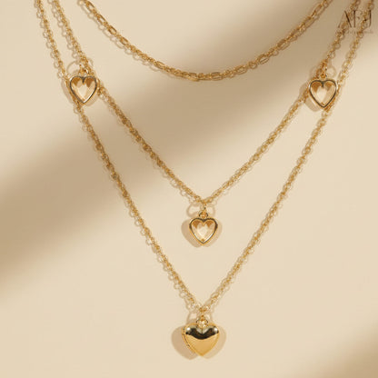 The Golden Hearts Layered Necklace