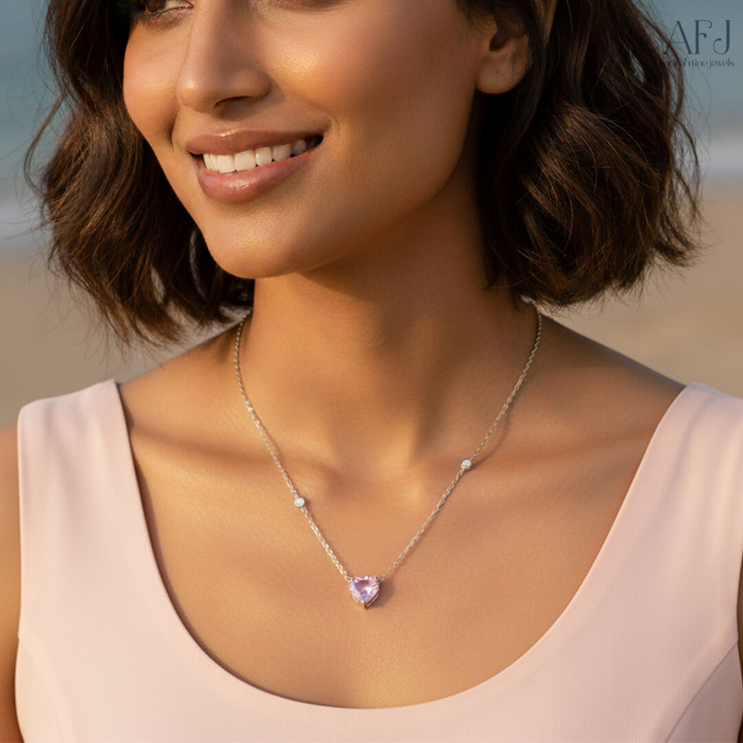 Celeste Blush Pink Heart Pendant Necklace