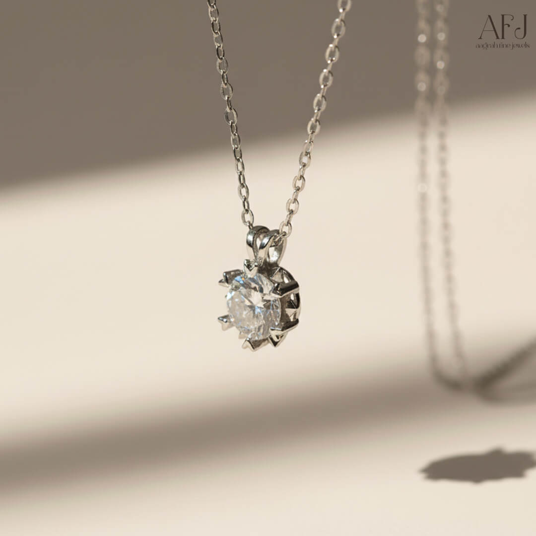 The Radiant Solitaire American Diamond Pendant Necklace