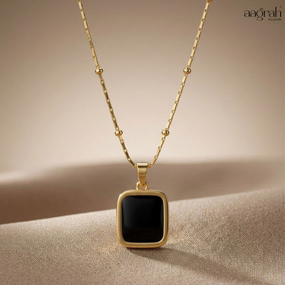 The Noir Luxe Geometric Pendant Necklace