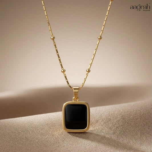 The Noir Luxe Geometric Pendant Necklace