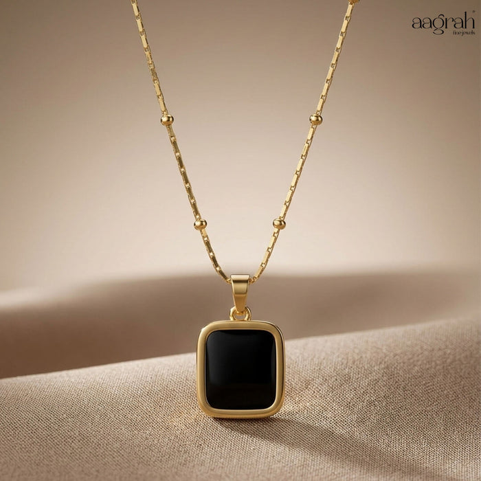 The Noir Luxe Geometric Pendant Necklace