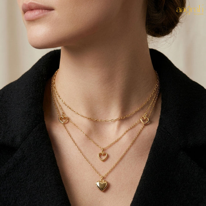 The Golden Hearts Layered Necklace