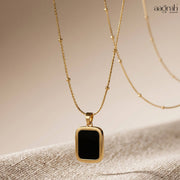 The Noir Luxe Geometric Pendant Necklace