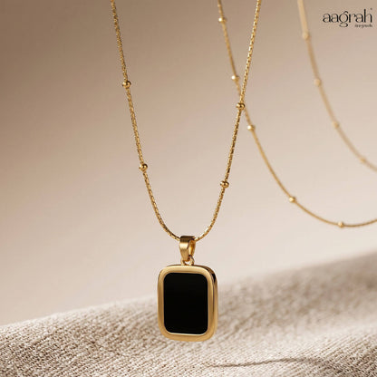 The Noir Luxe Geometric Pendant Necklace