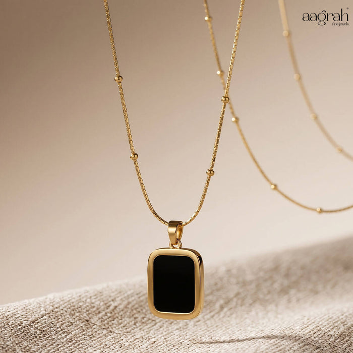 The Noir Luxe Geometric Pendant Necklace