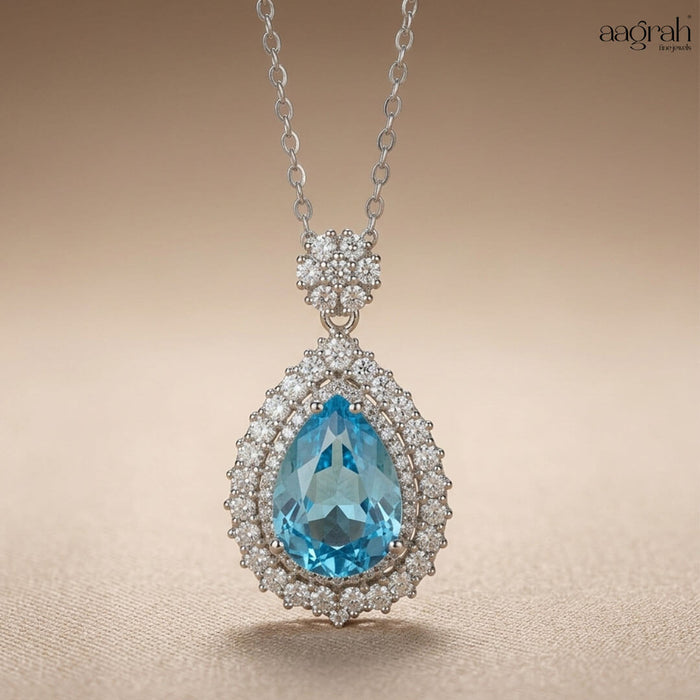 The Oceanic Teardrop Solitaire Pendant Necklace