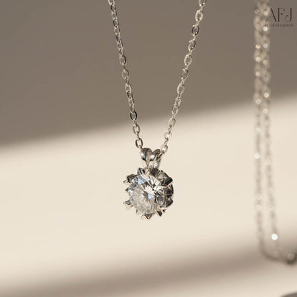 The Radiant Solitaire American Diamond Pendant Necklace
