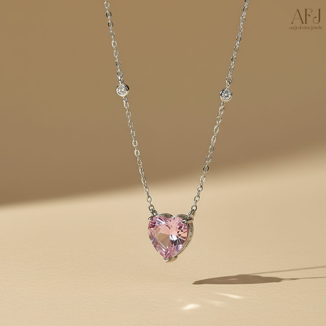 Celeste Blush Pink Heart Pendant Necklace