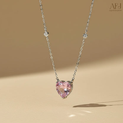 Celeste Blush Pink Heart Pendant Necklace