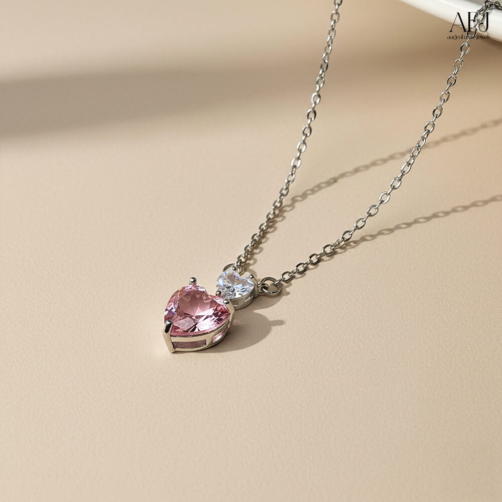 Blush Pink Heart Pendant Necklace