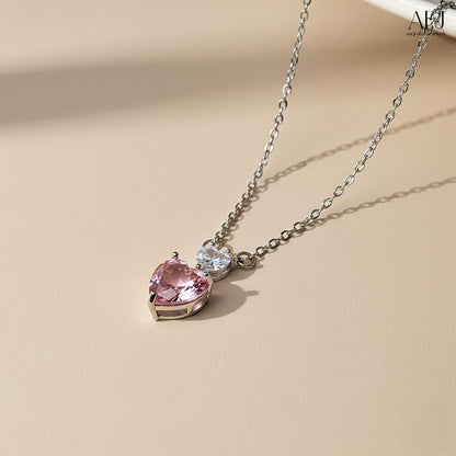 Blush Pink Heart Pendant Necklace