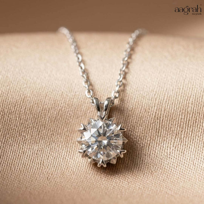 The Radiant Solitaire American Diamond Pendant Necklace