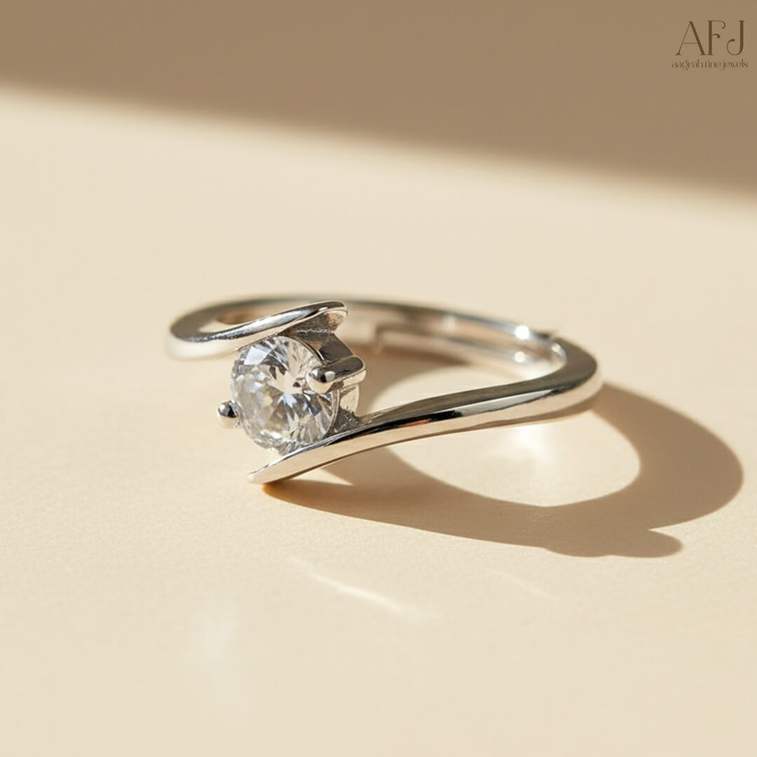 Aurora Silver-Plated Solitaire Ring