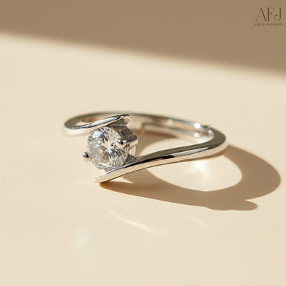Aurora Silver-Plated Solitaire Ring