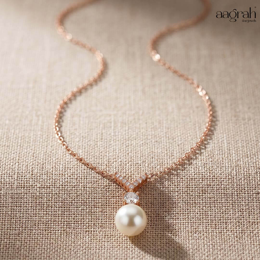The Rose Gold Pearl & Diamond Pendant Necklace