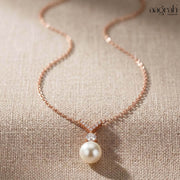 The Rose Gold Pearl & Diamond Pendant Necklace