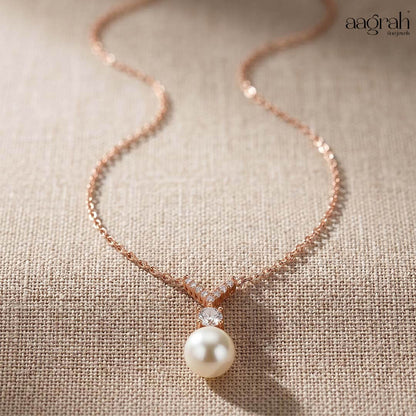 The Rose Gold Pearl & Diamond Pendant Necklace