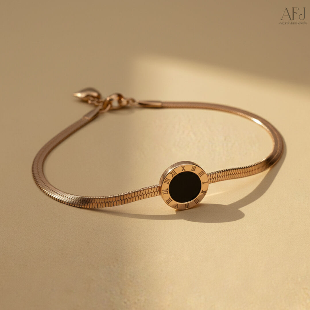 Rose Gold Timeless Roman Numeral Bracelet