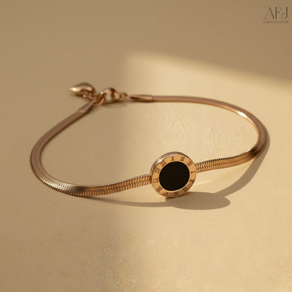 Rose Gold Timeless Roman Numeral Bracelet