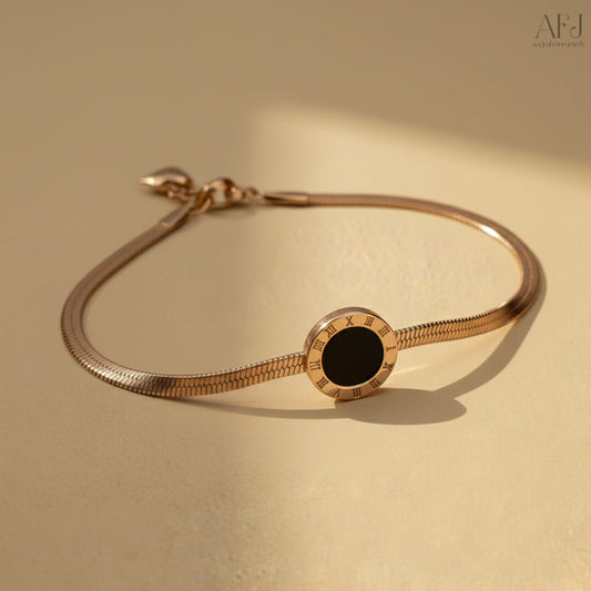 Rose Gold Timeless Roman Numeral Bracelet