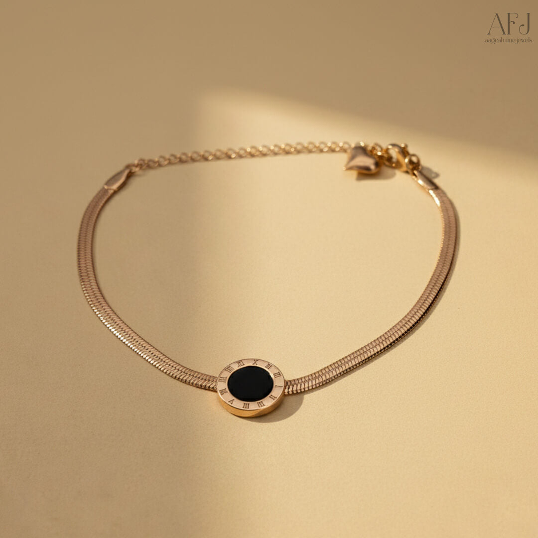 Rose Gold Timeless Roman Numeral Bracelet