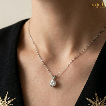 The Radiant Solitaire American Diamond Pendant Necklace