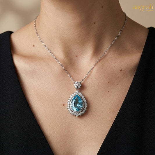 The Oceanic Teardrop Solitaire Pendant Necklace