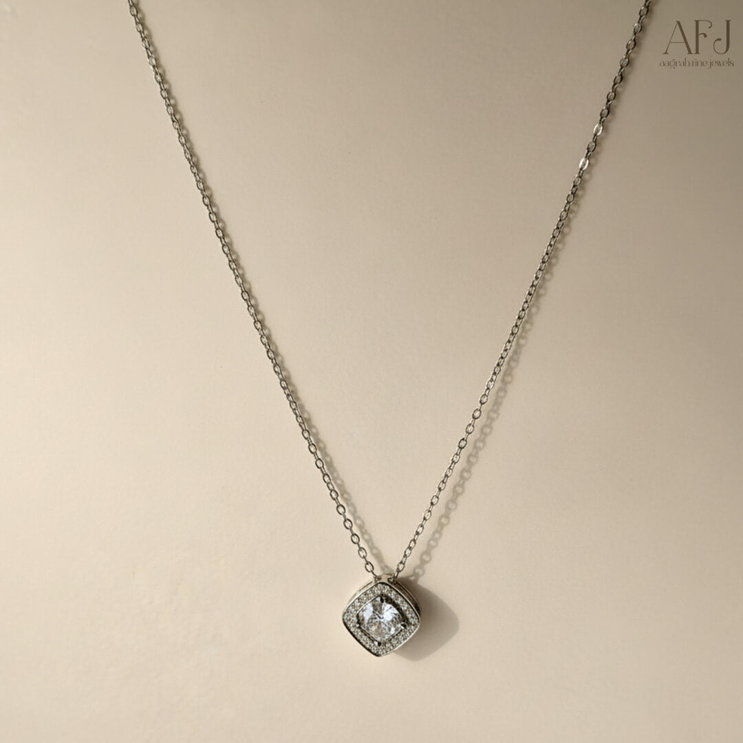 The Radiant Square Solitaire Pendant Necklace