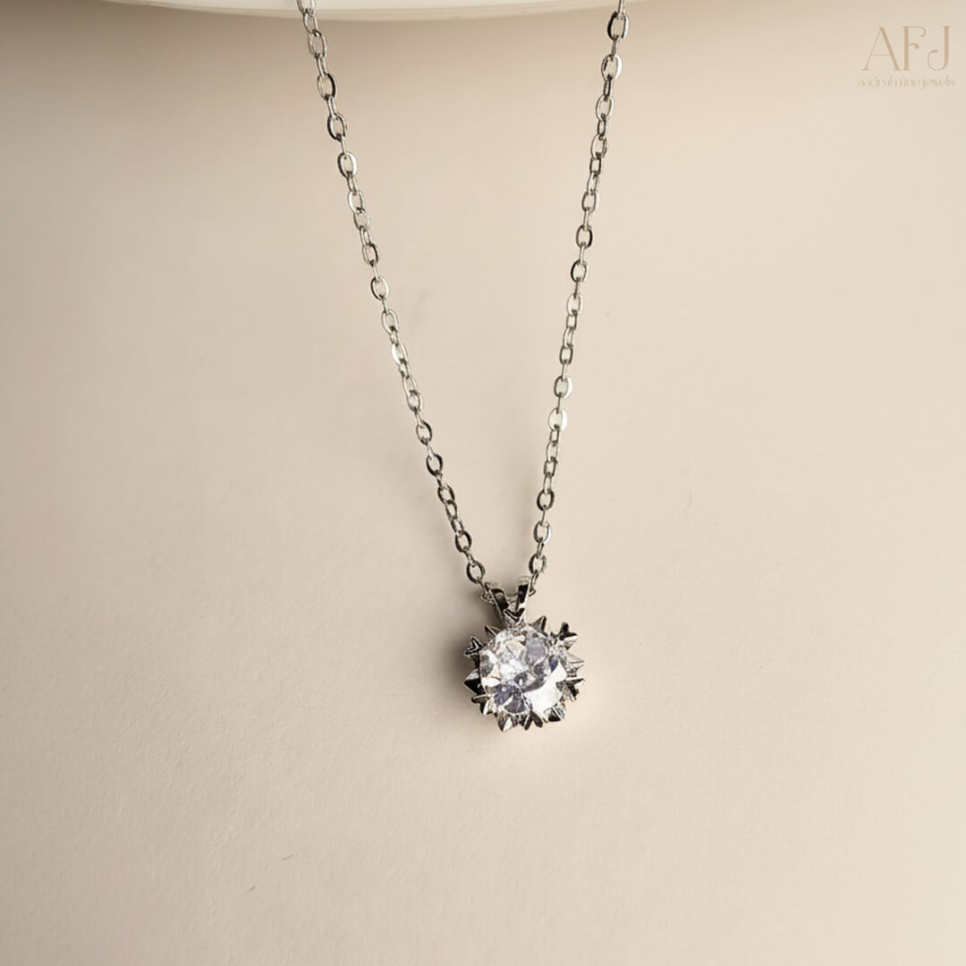 The Radiant Solitaire American Diamond Pendant Necklace