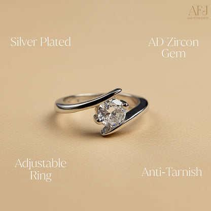 Aurora Silver-Plated Solitaire Ring